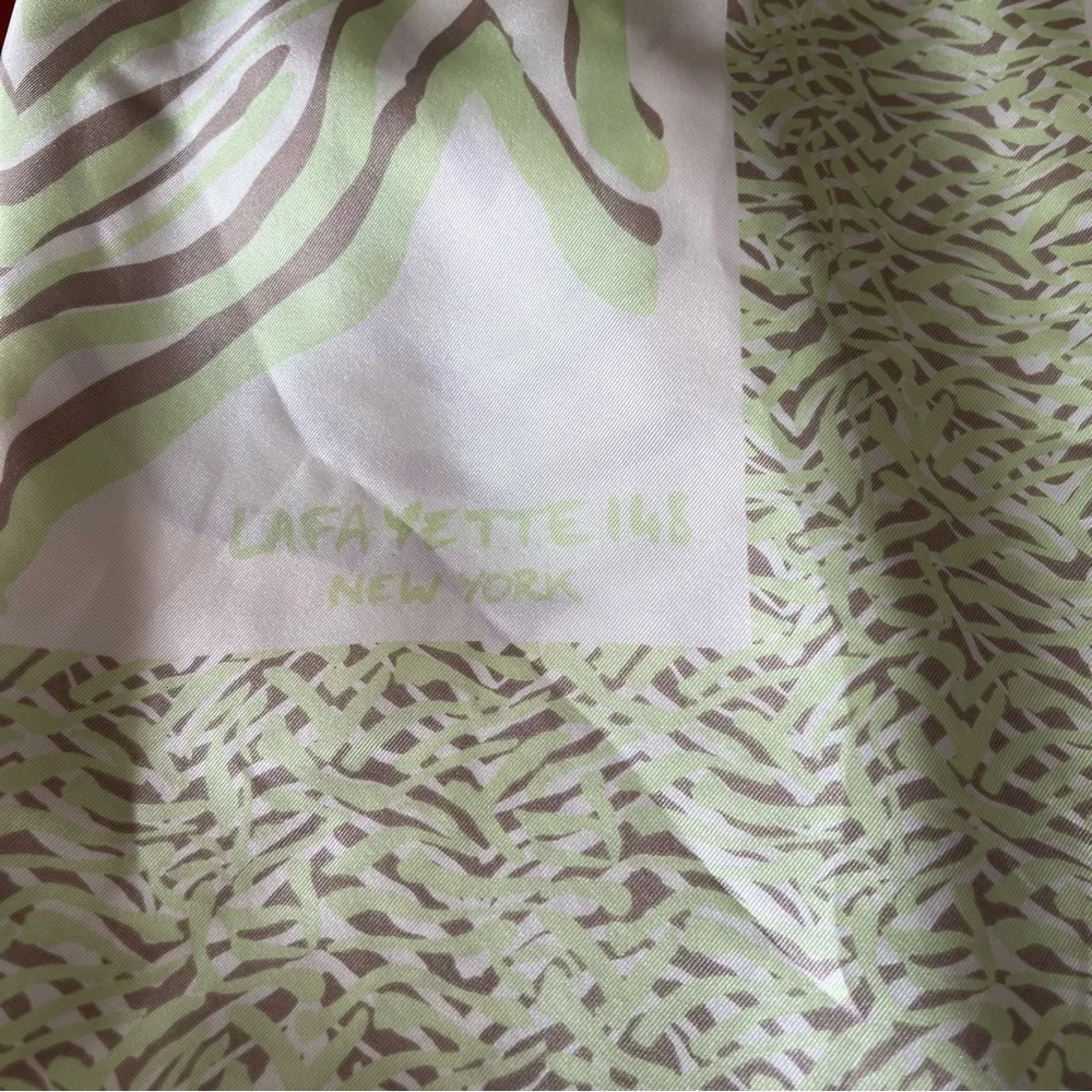 Lafayette 148 New York Green Cream Scarf